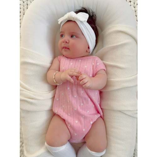 Pink with White Heart / Organic Pointelle Dune Bubble