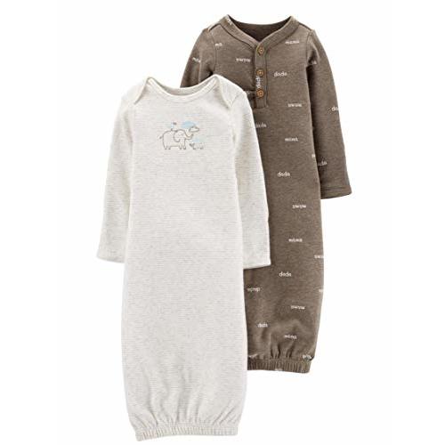 Carter's 2 Pack Little Peanut Mama Sleeper Gown (Preemie) Brown