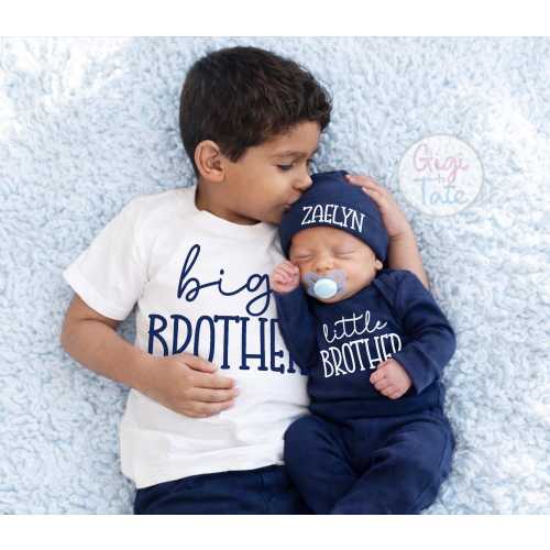 Personalized Little Brother Outfit, Baby Boy Coming Home Outfit
