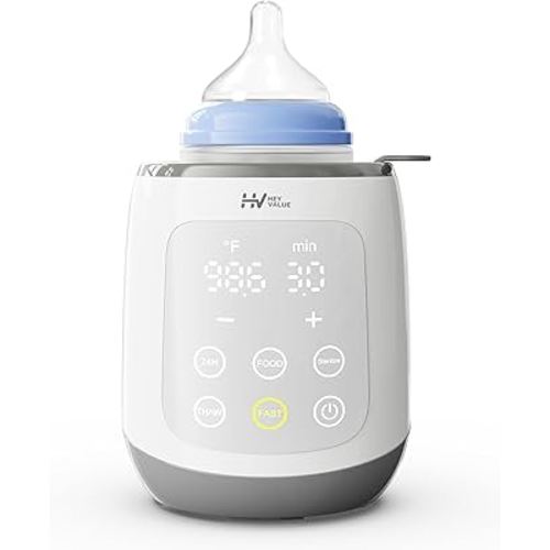 HEYVALUE Bottle Warmer, 10-in-1 Fast Baby Bottle Warmer for Breastmilk, BPA-Free Milk Warmer with IMD LED Display, Smart Temperature Control, Thaw, Keep Warm, Steaming, Food Heating, Timer