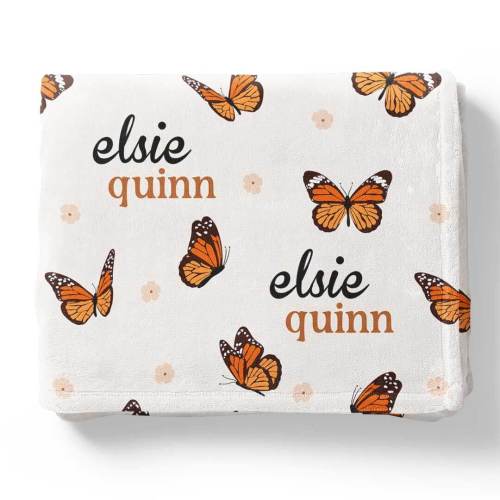Butterfly Kisses Personalized Kids Blanket
