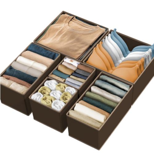 Amazon.com: Simple Houseware Underwear Drawer Organizer, Set of 6, Brown | for Lingerie/Undergarment/Bra/Panty/Sock/Onesie