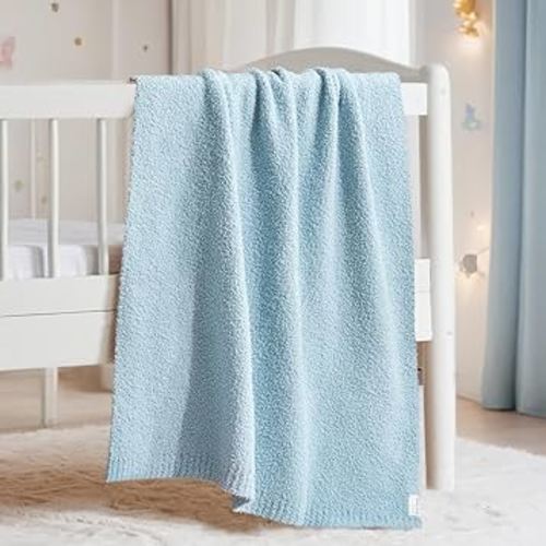 EVERGRACE Soft Plush Baby Blanket for Boys Girls, Double-Sided Fleece Fuzzy Toddler Nursery Blanket Lightweight Warm Cozy Throw Blanket for Baby Crib, Couch, Bed, Pearl Blue, 30"x40"