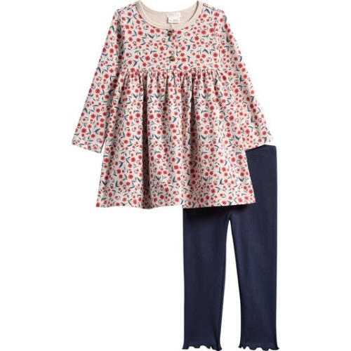 Polly Print Long Sleeve Cotton Dress & Leggings Set, 3M