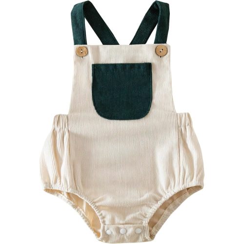 Baby Boy Overalls Bubble Romper Toddler Overalls Shorts Color Block Corduroy Jumpsuit Sleeveless Bodysuit Summer