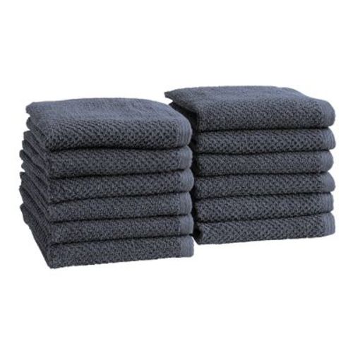 Cotton Quick Dry Loop Textured Bath Towel - Great Bay Home (Stone Blue, Washcloths - Set of 12)