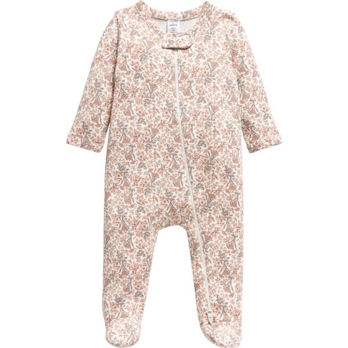 Baby Print Cotton Footie, 6M, Ivory Egret Romantic Floral
