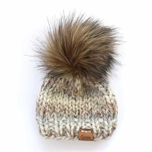 Chunky Knit Baby Beanie: Faux Fur Pom Pom, Wool Blend