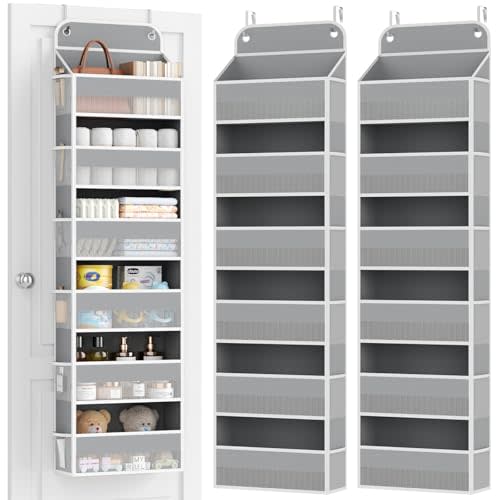 Yecaye 2 Pack Over The Door Organizer, 6-Tier Closet Door Hanging Organizer with 12 Mesh Pockets, Bathroom Organizers and Storage, Ultra Sturdy Large Capacity Over Door Storage Newborn Baby Essentials