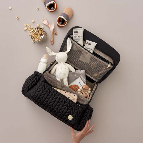 Levy Stylish Diaper Backpack - Black Herringbone