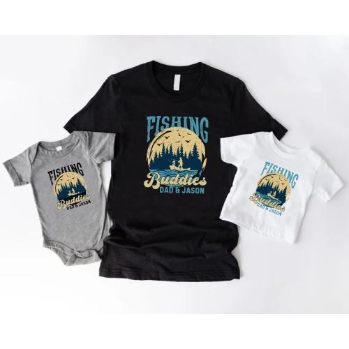 Personalized Fishing Buddies T-Shirt, Fishing Dad Son Daughter Shirt, Father And Baby Matching Tee, Daddy And Me Shirt, 1st Fathers Day Gift