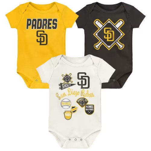 Newborn San Diego Padres Outerstuff Home Plate 3-Piece Creeper Set