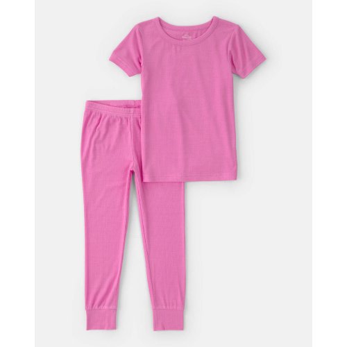 Toddler Girl PurelySoft Short-Sleeve Snug Fit 2-Piece Pajama Set - Pink | Carter's