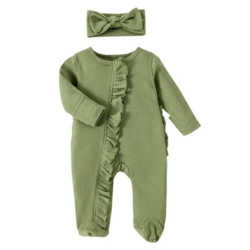 3-6 Months Girl Outfits Baby Girl Outfits 0-3 Months Baby Girls Footies Zip Up Onesie Romper Green