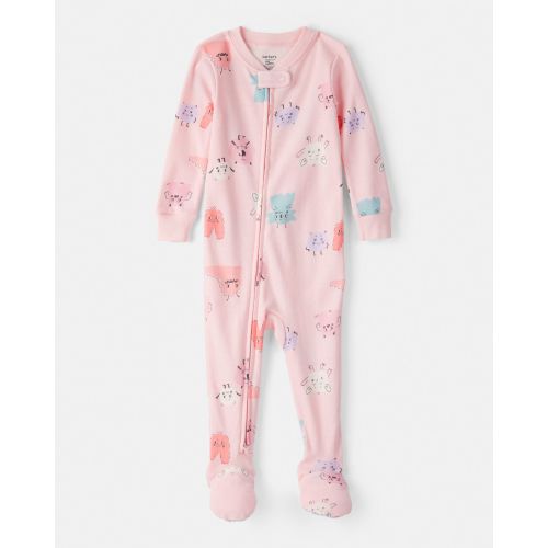 Baby Girl Monster 100% Cotton Snug Fit 2-Way Zip Footie 1-Piece Pajamas - Pink | Carter's