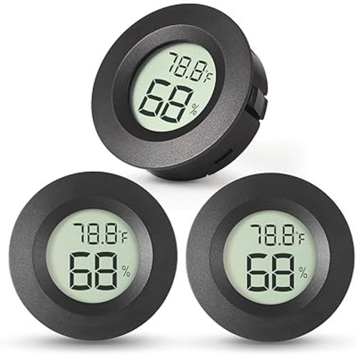 Atogou 3-Pack Mini Hygrometer & Thermometer, Indoor Outdoor Digital Humidity Meter Gauge Temperature, ℉/℃, for Home, Office, Reptile, Car, Greenhouse, Lab, Terrarium, Cellar.. A01 Black