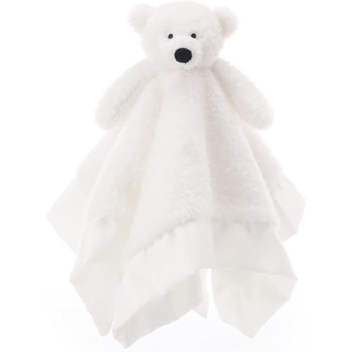 Apricot Lamb Stuffed Animals Soft Security Blanket White Polar Bear Infant Nursery Character Blanket Luxury Snuggler Plush(White Polar Bear, 14 Inches)