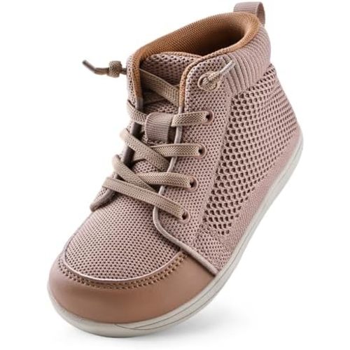 WateLves Toddler Little Kids Wide Barefoot Shoes Girls Boys Lightweight Boots Minimalist High Top Walking Shoes Breathable Comfort-Forward Ankle Support