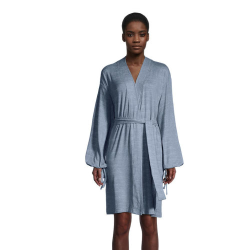 Heathered Blue Knit Lounge Robe