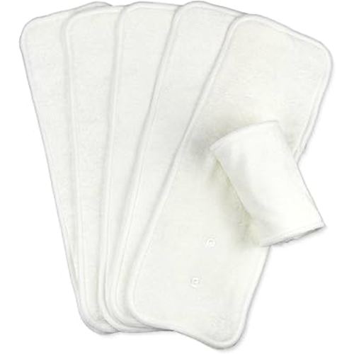 Mama Koala 5-Layer Natural Baby Cloth Diaper Inserts with Snaps, Adjustable and Reusable for Any Baby Cloth Diaper(6 Pack)