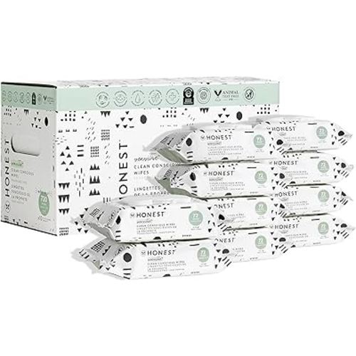 The Honest Company Clean Conscious Wipes | 99% Water, Compostable, Plant-Based, Baby Wipes | Hypoallergenic, EWG Verified | Pattern Play, 720 Count