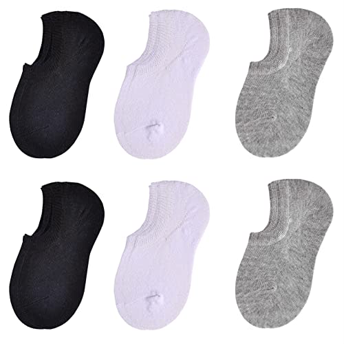 JORMATT Toddler No Show Cotton Socks for Little Girls Boys - Anti Slip Low Cut Ankle With Grips (6-12 Pairs)