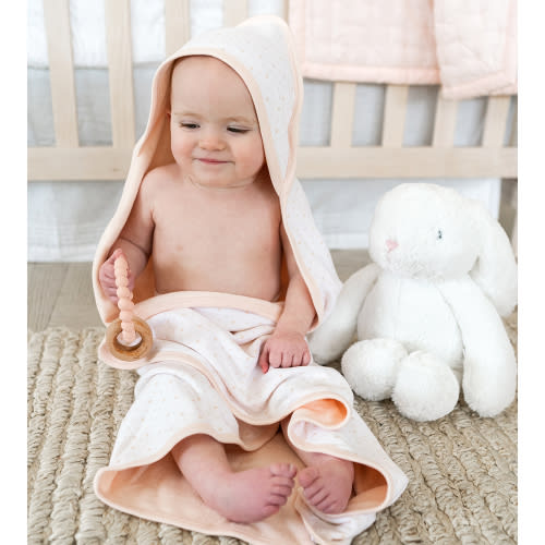 Bamboo Terry Hooded Towel - Diamond Dreamy White