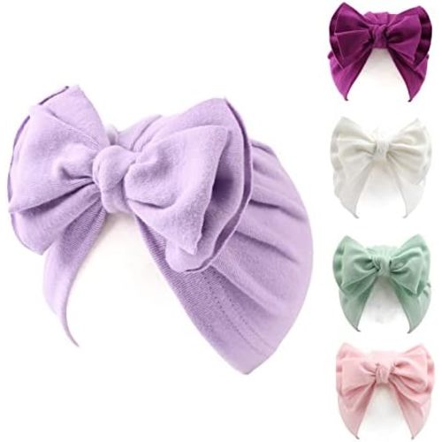 Peecabe Cotton Newborn Baby Girl Hospital Hat Infant Caps Bow Baby Beanie Hats for Girls Spring Summer 0-36 Months