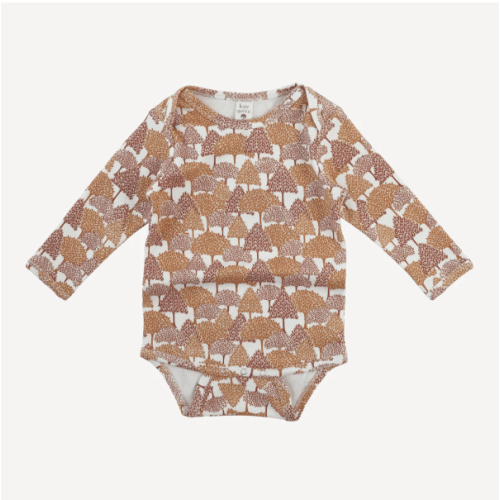 long sleeve lap neck bodysuit | orange forest | organic cotton interlock