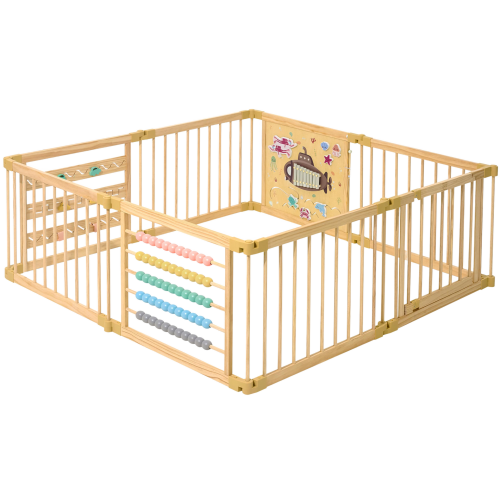 ZETY Foldable Wooden Baby Playpen
