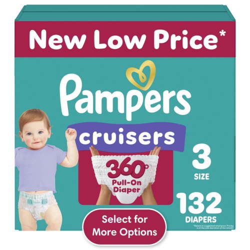 Pampers Cruisers 360 Pull-On Diapers, Size 3 (16-28 lbs), 132 Count