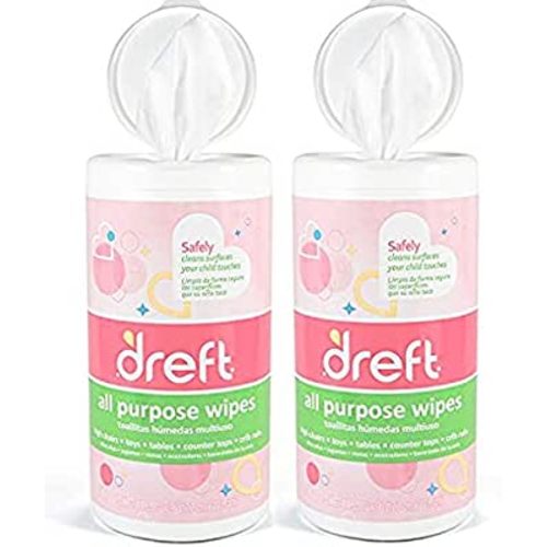 Wipes by Dreft, Multi-Surface All Purpose Cleaner Wet Wipes, 70 Count Pack of 2 (140 Total Wipes), Safely Cleans Baby Toys, Car Seat, High Chair, Counter Tops and More