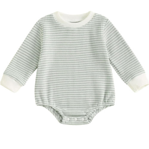 VISGOGO Unisex Baby Boy Girl Romper Waffle Newborn Infant Onesie Clothes Long Sleeve Bubble Oversized Romper Bodysuit Top