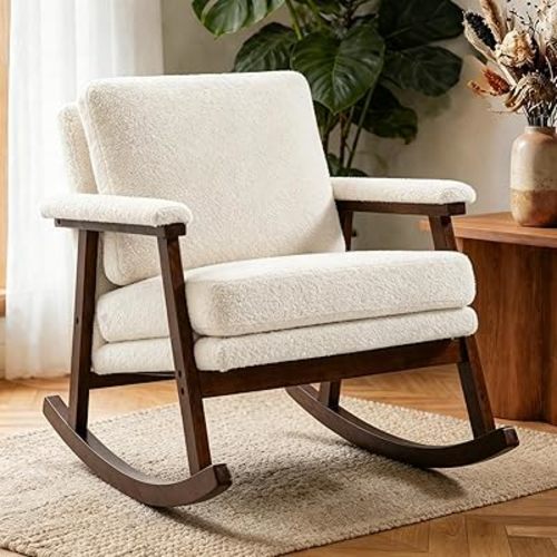 Rocking Chair for Nursery, Glider Rocking Chair for Indoor White