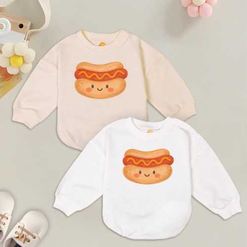 Cute Hot Dog Romper, Hot Diggity Bubble Romper, Gift for Birthday Outfit, Baby Shower, Cute Food Baby Outfit