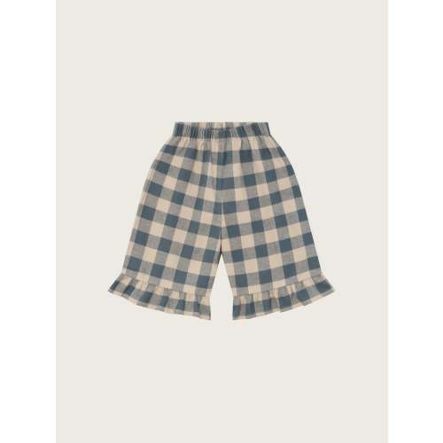 Fog Blue Gingham Frill Culottes ~ Organic Zoo
