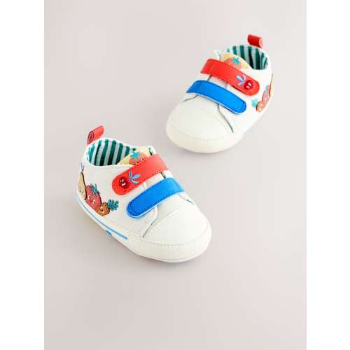 White Veggies Touch Fastening Baby Trainers (0-2mths)