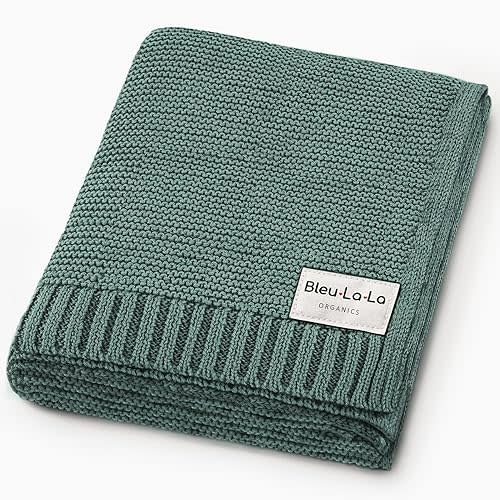 100% Organic Cotton Heritage Knit Textured Baby Blanket - Signature Heritage Knit, Soft Breathable Newborn Baby Blanket (Heritage - Hunter Green)
