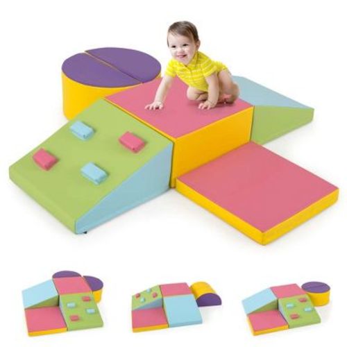 Costway 6 PCS Foam Climbing Blocks Lightweight Soft Climbing Indoor Set Gift for Babies