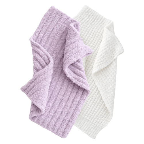 2-Pack Phufy® Bliss Mini Blanket, Lavender Wave/White Waffle