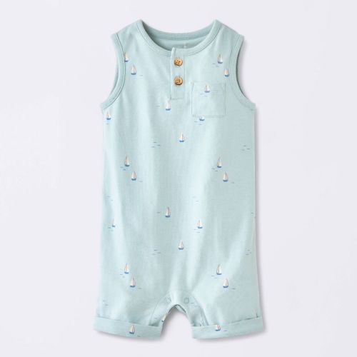 Baby Boys' Sailboat Henley Tank Romper - Cloud Island™ Blue 3-6M