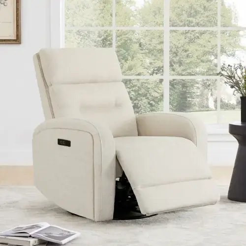 Spruce & Spring Cheryl Power Glider Swivel Rocker Recliner Chair Nursery Recliner - Linen Power Headrest