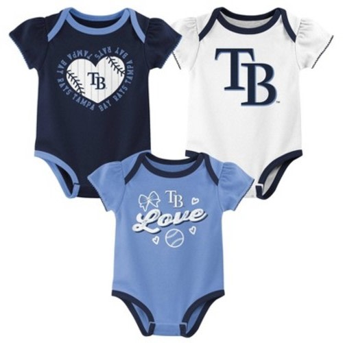 MLB Tampa Bay Rays Infant Girls' 3pk Bodysuit - 18M: Team Logo Sports Apparel