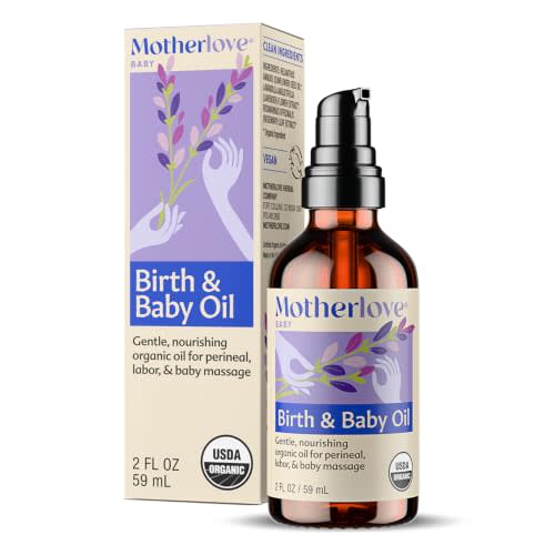 Motherlove Birth & Baby Oil (2 oz) Gentle Lavender-Infused Oil for Perineal, Labor & Baby Massage—USDA Organic, Vegan, & Cruelty Free