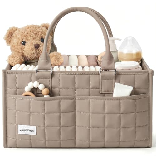 Baby Diaper Caddy Organizer, Portable Nursery Storage Basket with Handle | Nursery Storage Basket, Baby Shower Essentials, Registry Must Have Bag, Caddie Car Organizer for Newborn Boy or Girl