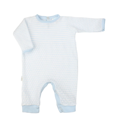 Paty Knit Pinstripe Romper with Pima Trim - PatyInc