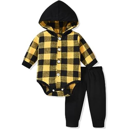 Aalizzwell Baby Boys Fall Buffalo Plaid Outfit