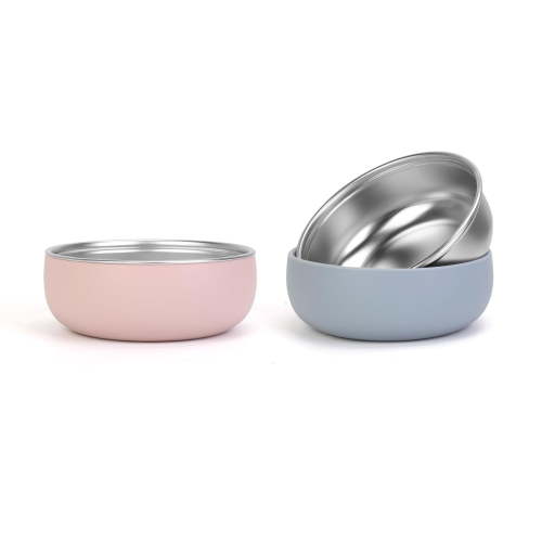 4 pack Baby Bowls, 5 Inches Wide Stainless Steel Bowls for Kids with Removable Colorful Silicone Sleeve, Unbreakable Toddler Bowls for Soup, Cereal, Yogurt, Snacks...