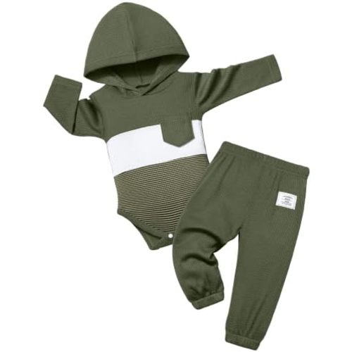 Fommy Conjunto de 2 piezas con capucha y bloques de color para bebé niño de