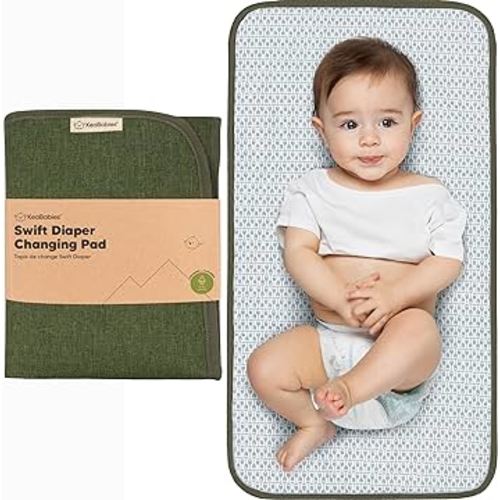 KeaBabies Portable Diaper Changing Pad, Easy Wipe Clean - Foldable Waterproof Baby Changing Mat for Diaper Bag, Compact, Lightweight, Baby Changer Travel Essential, Machine Washable (Olive Green)